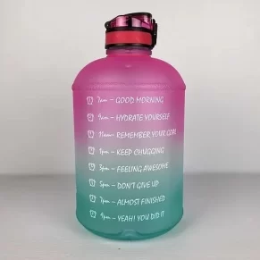 1 Gallon Large Water Bottle with Straw Motivational and Time Marker